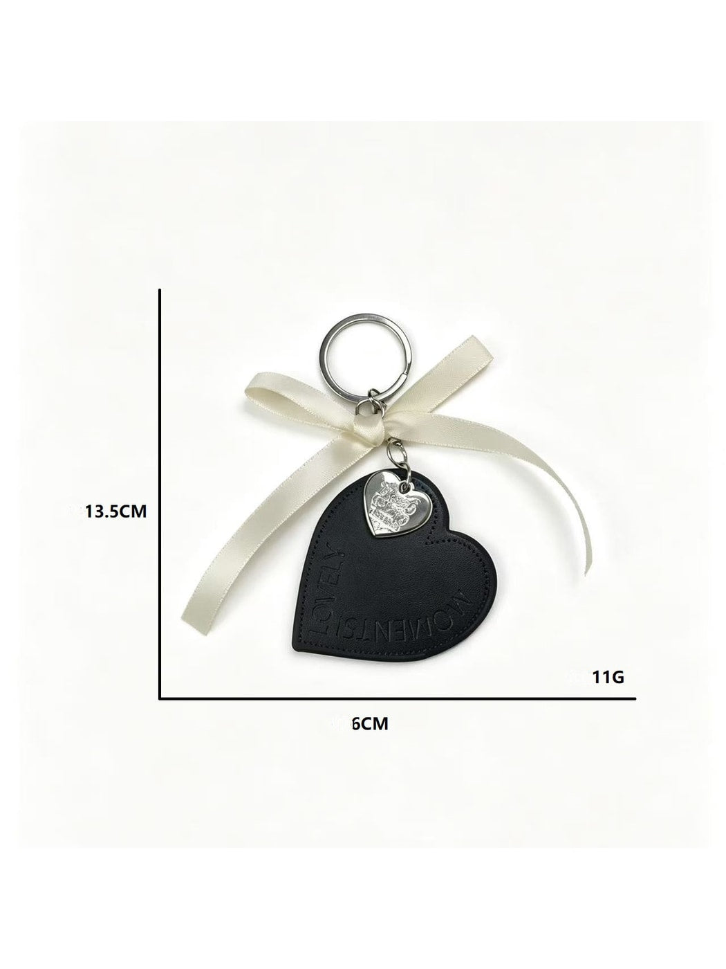 Keypus - Ribbon Accent Heart Pendant Key Ring Keychain
