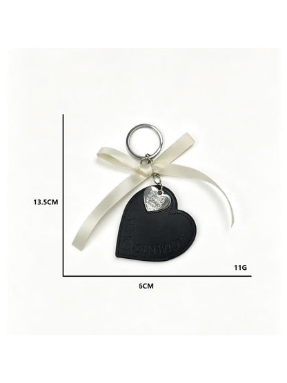 Keypus - Ribbon Accent Heart Pendant Key Ring Keychain