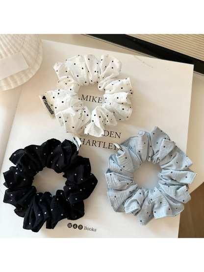 Gifty - Gathered Polka Dot Elastic Hair Scrunchie