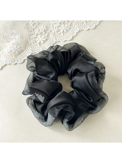 Gifty - Oversized Satin Mesh Edge Hair Scrunchie