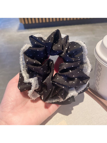 Gifty - Lace Trimmed Polka Dot Scrunchie