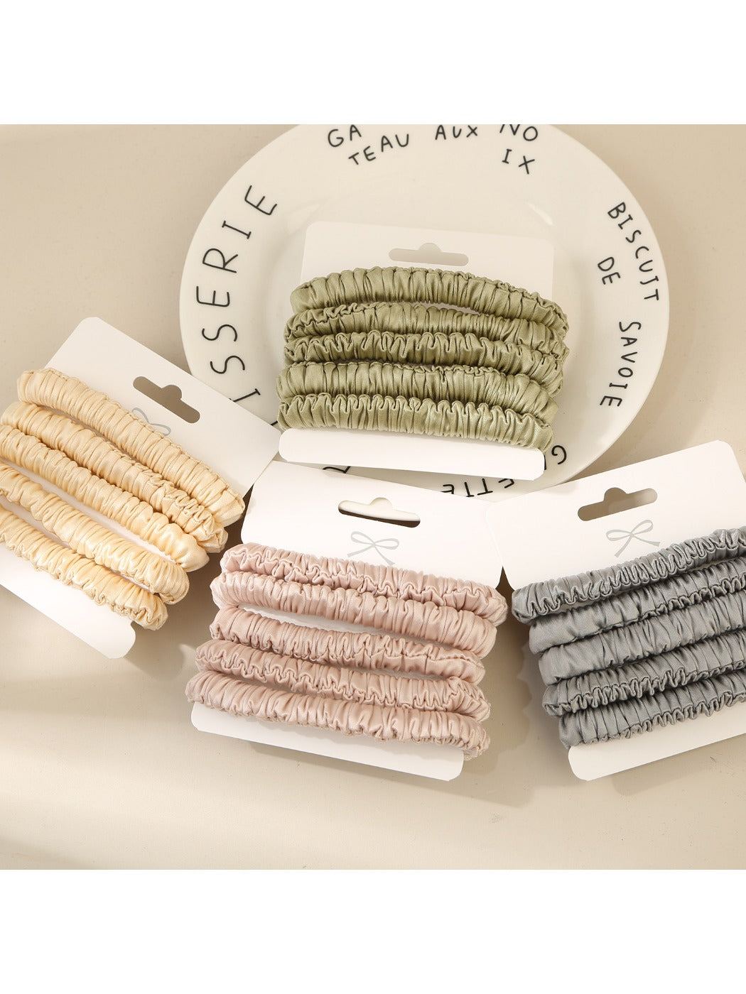 Gifty - Solid Color Crinkle Hair Tie Set