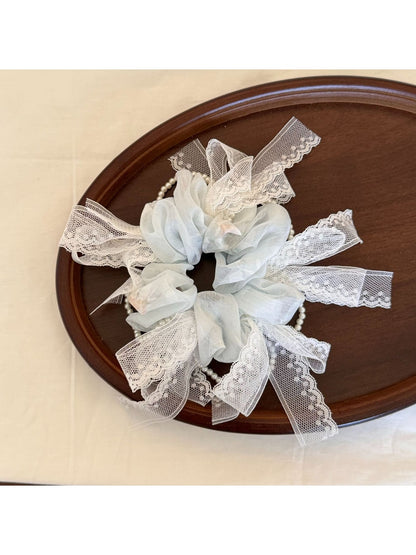Gifty - Polyester Lace Bow Round Design Hair Tie