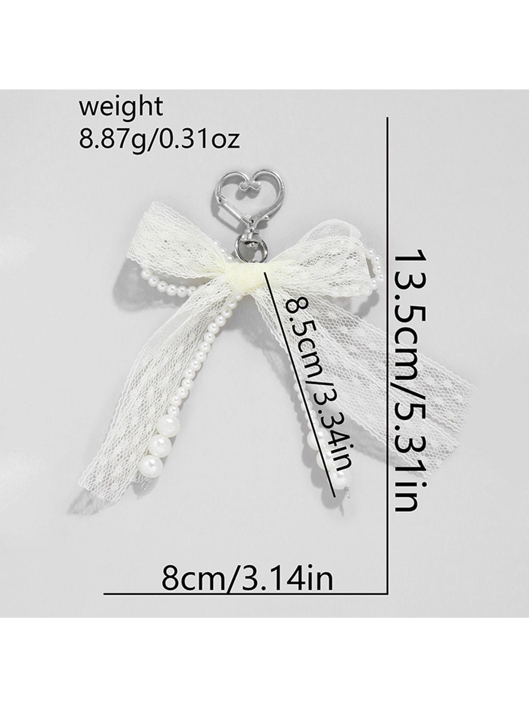 Keypus - Y2K Style Lace Bow Heart Keychain Bag Charm
