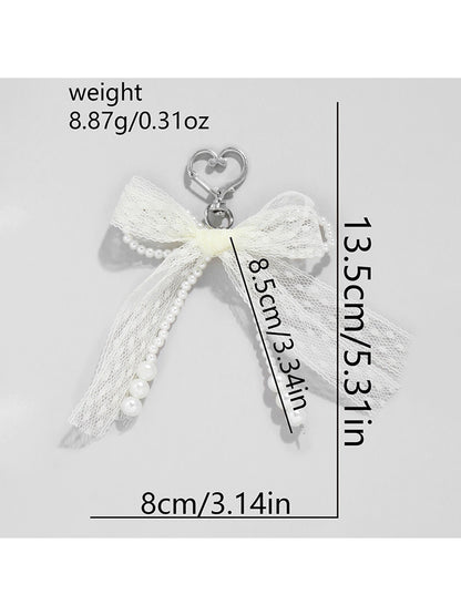 Keypus - Y2K Style Lace Bow Heart Keychain Bag Charm