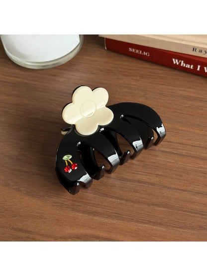 Beau - Glossy Floral Accent Acetate Claw Clip