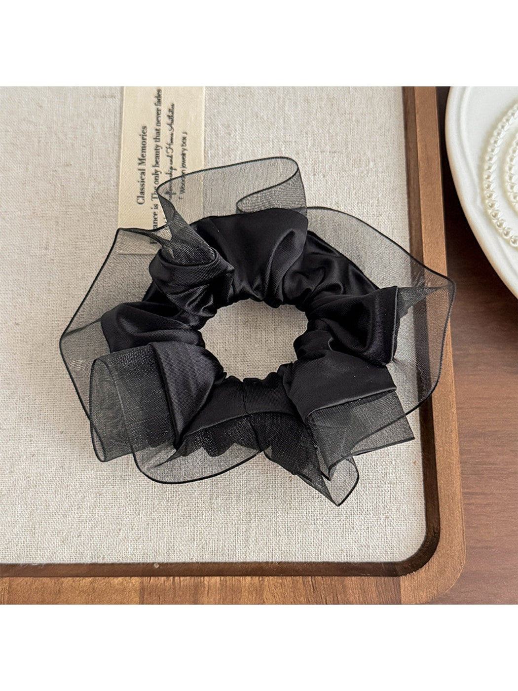 Gifty - Polyester Mesh Ruffle Edge Gathered Scrunchie