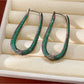 Earedge - Vintage Oval Rhinestone Geometric Earrings