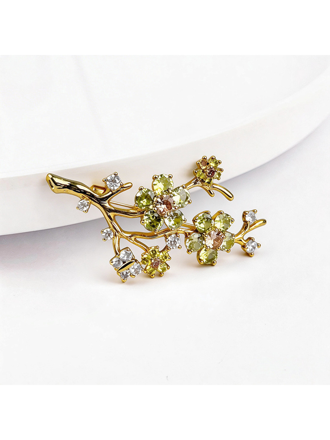 Brovia - Vintage Plum Blossom Rhinestone Brooch