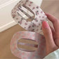 Beau - Retro Printed Oval PVC Claw Hair Clip