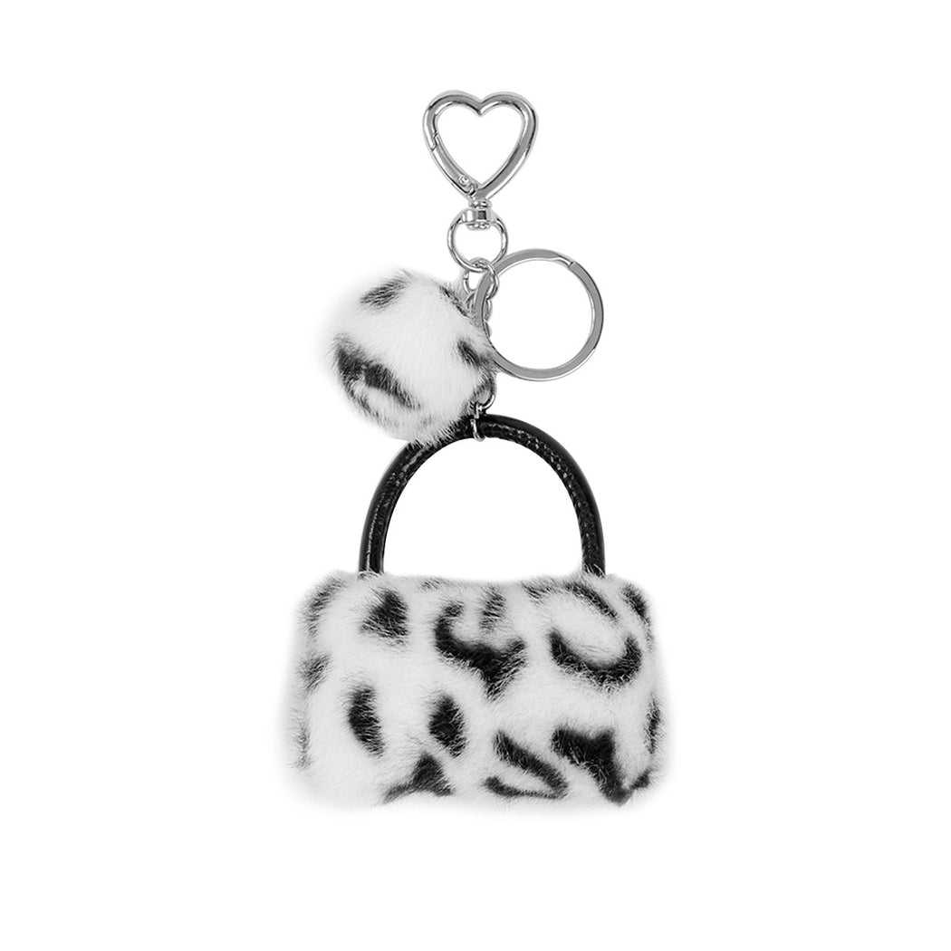 Keypus - Elegant Leopard Print Fur Ball Keychain