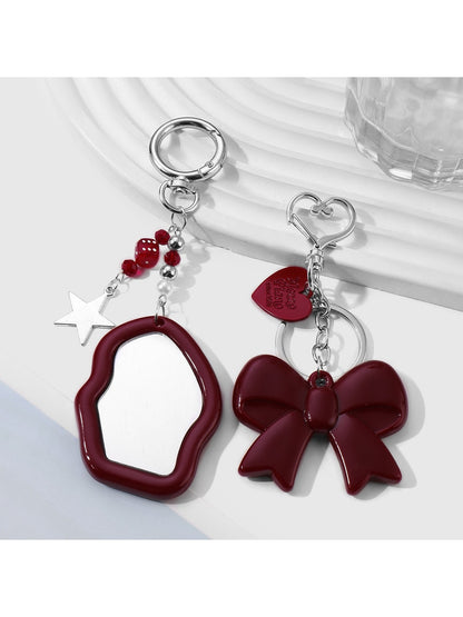 Keypus - Y2K Acrylic Bow and Mirror Charm Keychain