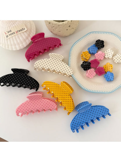 Beau - Polka Dot Flower Shape Claw Clip
