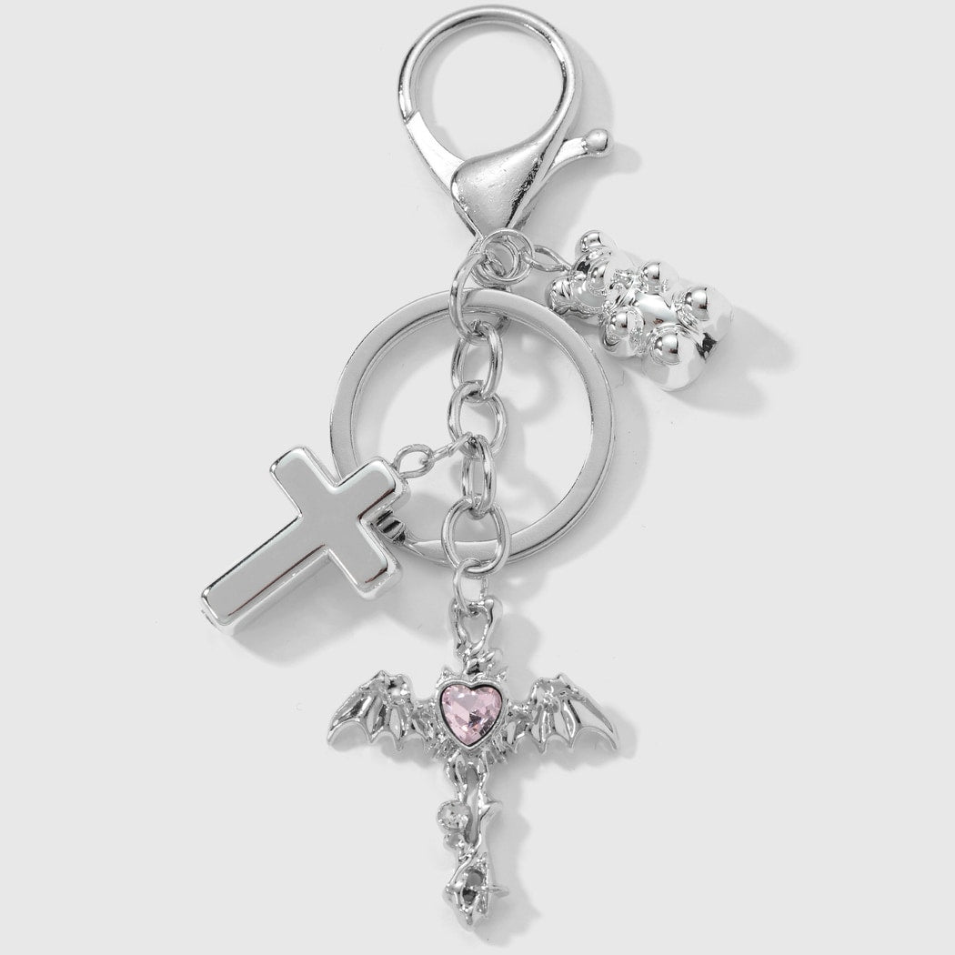 Keypus - Y2K Cross and Wing Pendant Keychain