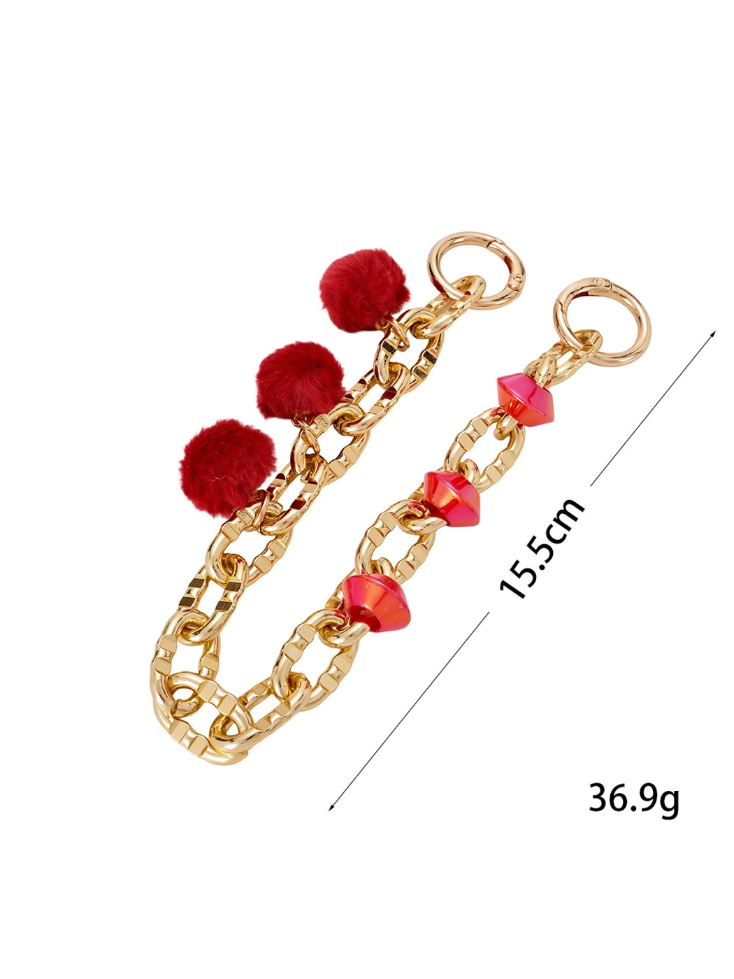 Keypus - Plush Pom Chain Detail Beaded Phone Charm