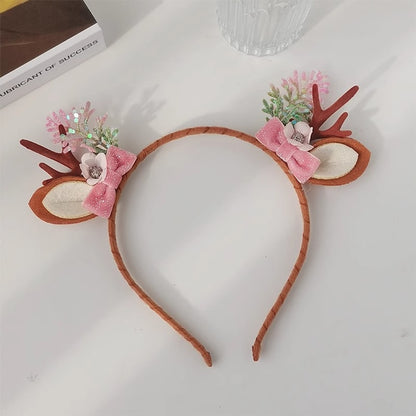 Beau - Christmas Deer Antler Bow Hair Clip Set