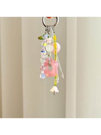 Keypus - Lily of the Valley Beaded Floral Bag Charm Keychain