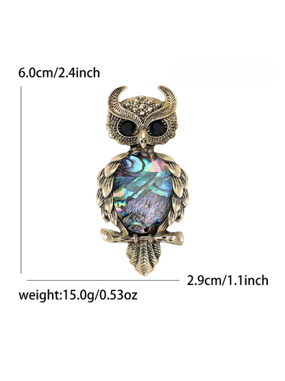 Brovia - Animal Shape Owl Inlay Decorative Brooch