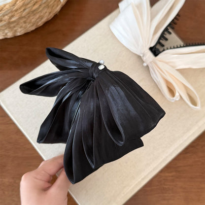 Beau - Satin Mesh Bow Cross Detail Banana Clip