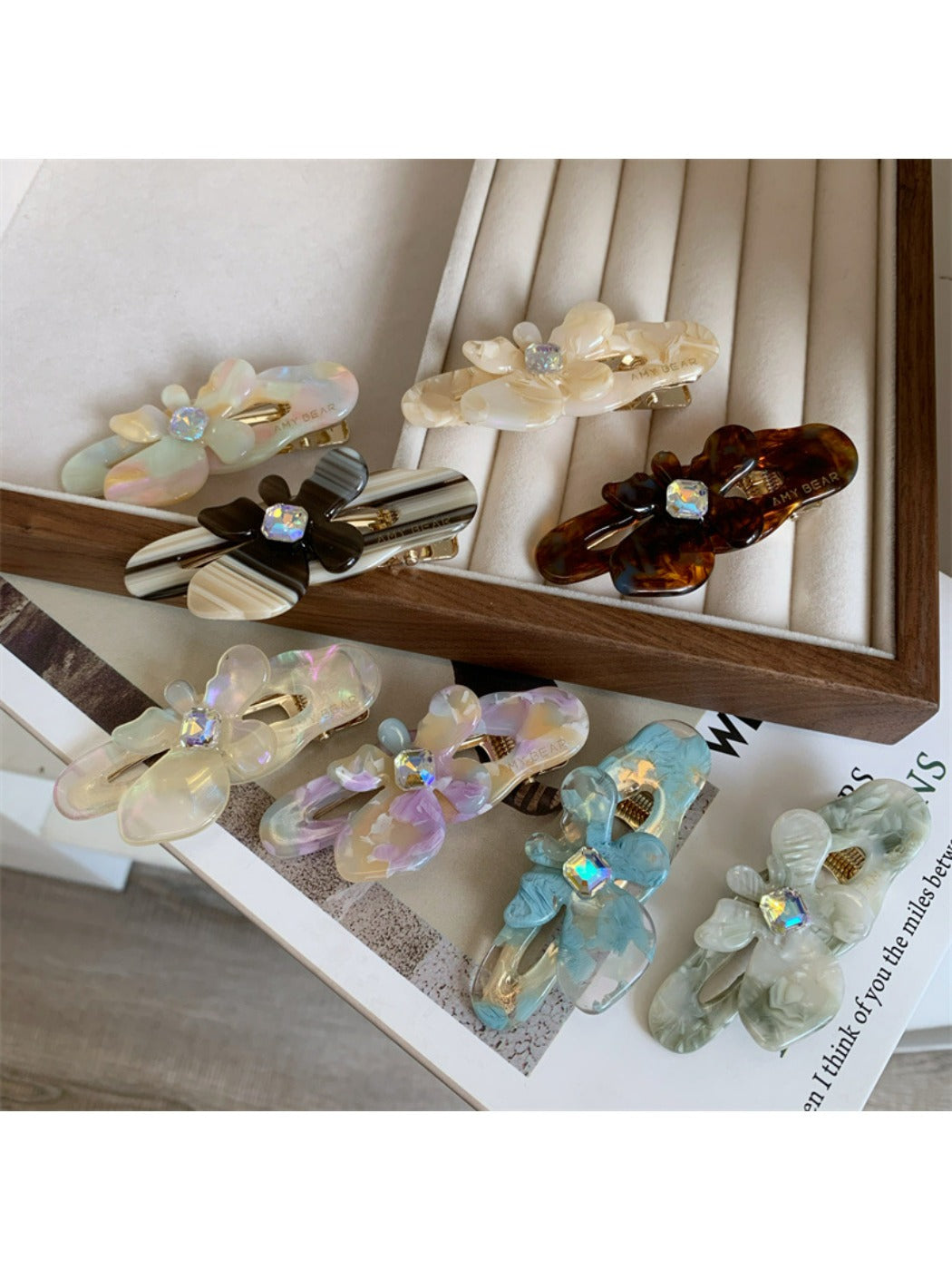 Beau - Sparkling Rhinestone Flower Hair Clips
