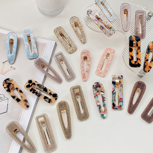 Beau - Glossy Teardrop Shaped Openwork Hair Clip