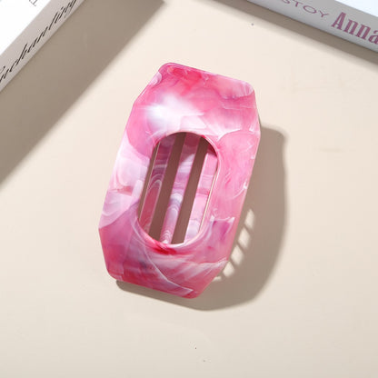 Beau - Marble Pattern Geometric Oval Hair Clip