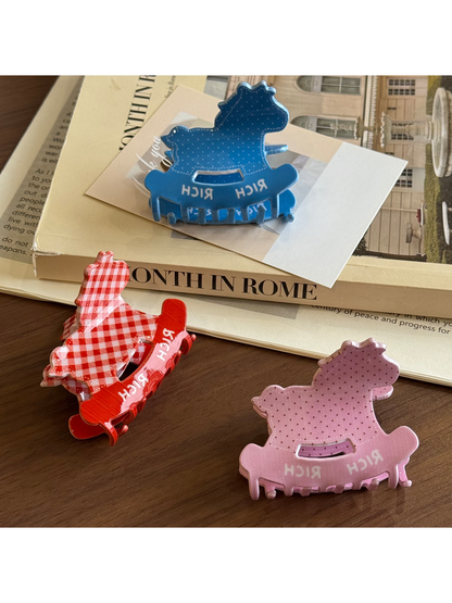 Beau - Rocking Horse Pattern Acetate Claw Clip