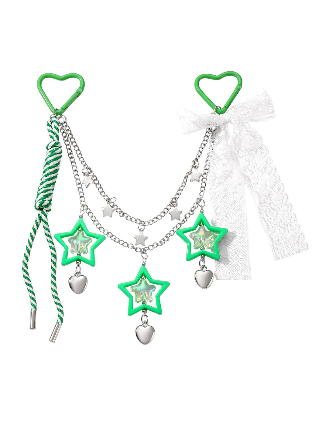 Keypus - Y2K Star Heart Bow Chain Bag Charm Keychain