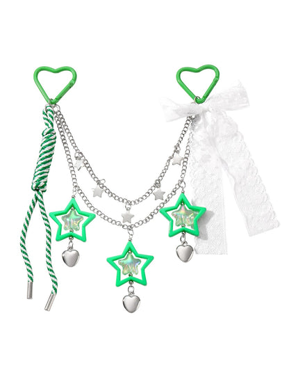 Keypus - Y2K Star Heart Bow Chain Bag Charm Keychain