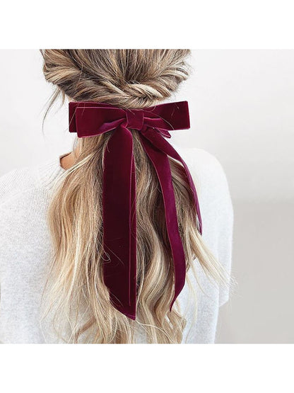 Beau - Burgundy Bow Hair Clip