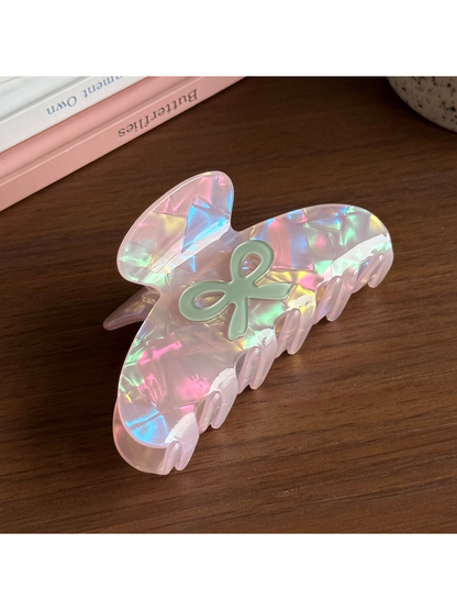 Beau - Iridescent Bow Acetate Claw Hair Clip