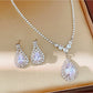 Nozari - Rhinestone Water Drop Necklace and Earrings Set