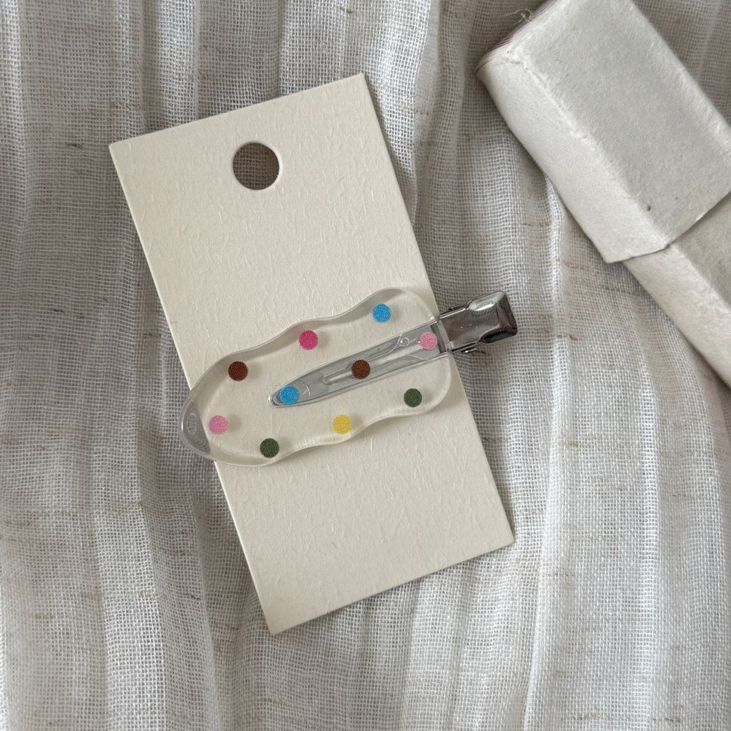 Beau - Plastic Alloy Transparent Polka Dot Hair Clip