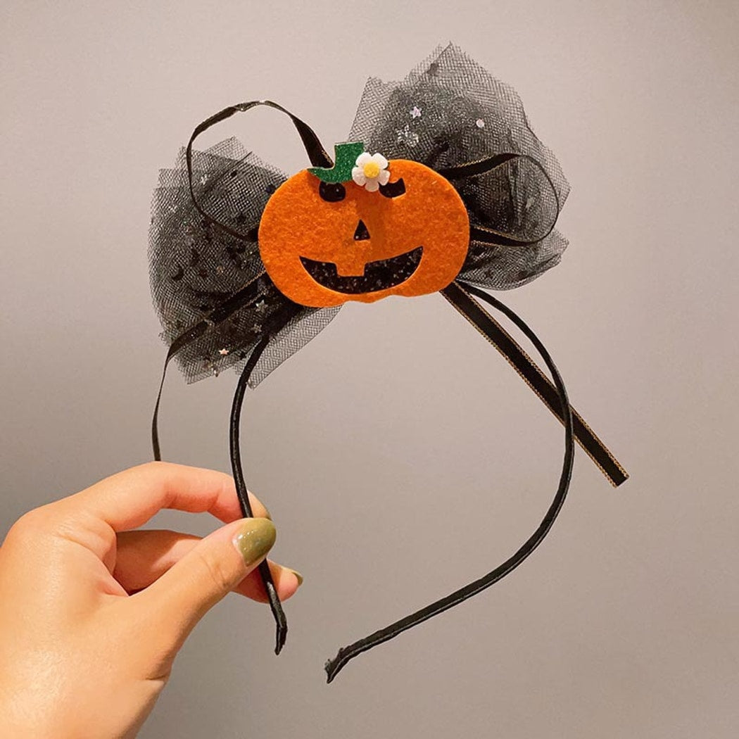 Gifty - Halloween Pumpkin Bow Hat Shaped Headband