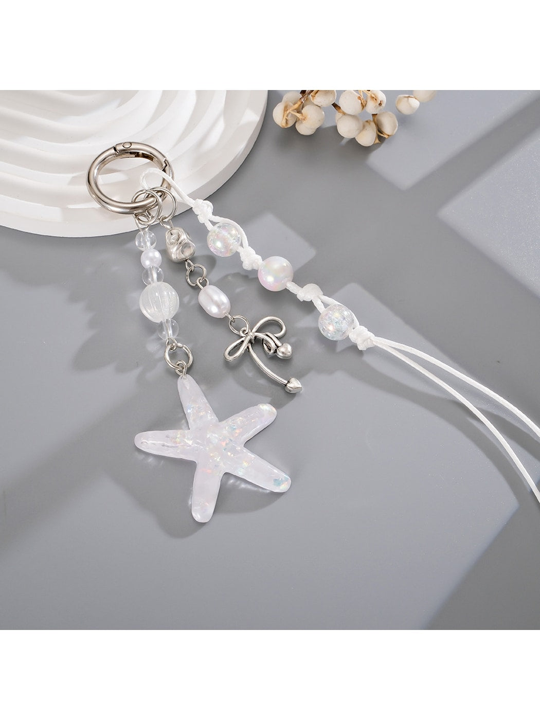 Keypus - Beaded Starfish Phone Strap Charm Alloy Keychain