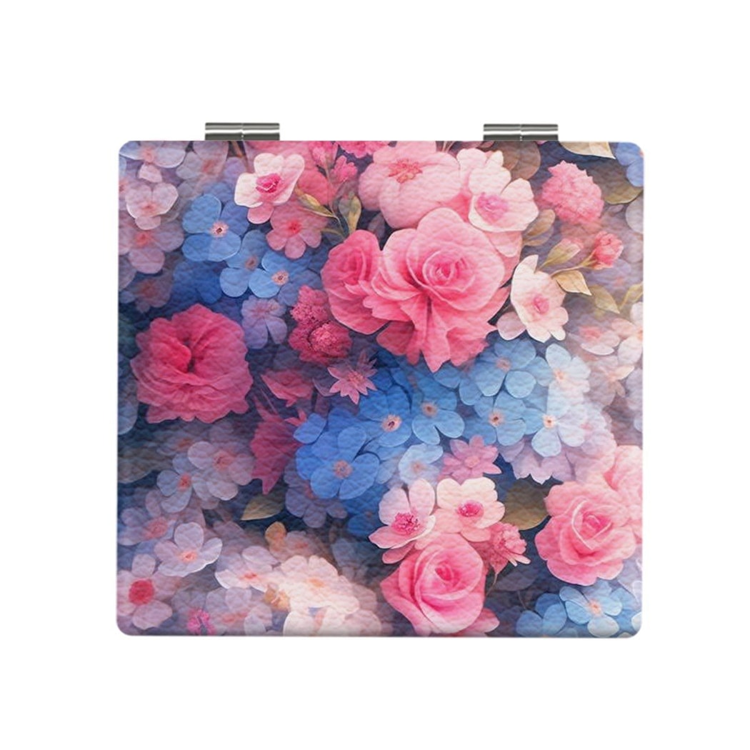 Mirroray - Textured Floral Print Folding Makeup Mirror