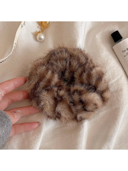 Gifty - Leopard Fluffy Hair Scrunchies Hair Ties