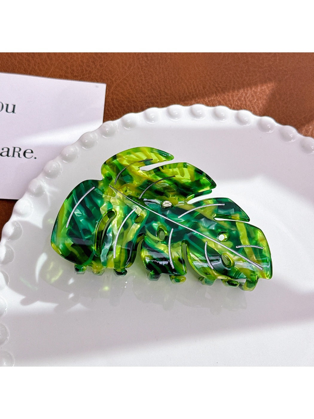 Beau - Leaf Shaped Hair Clip Large Acetate Hair Claw