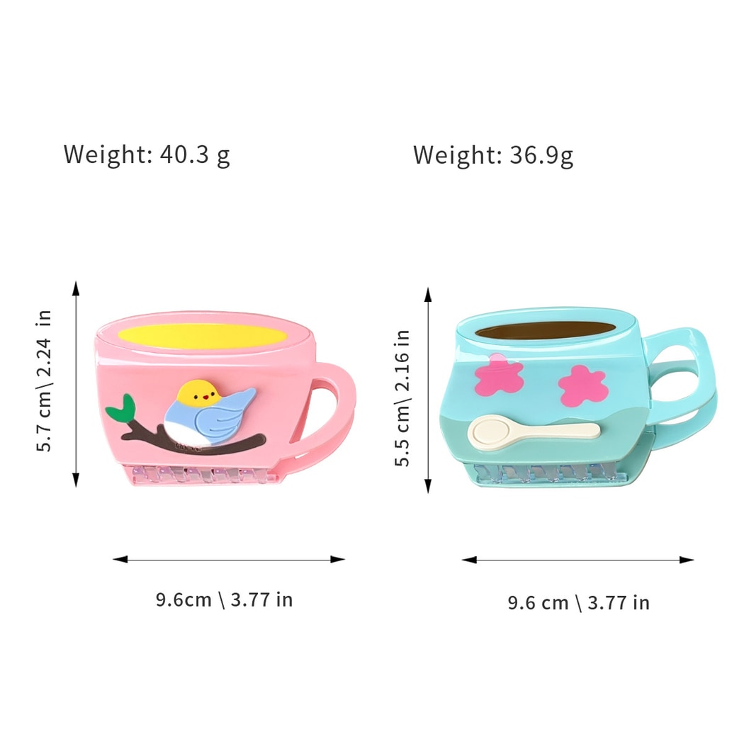 Beau - Cartoon Tea Cup Shape Acetate Claw Clip