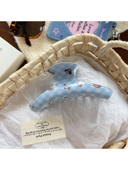 Beau - Bear Gingham Acetate Sheet Claw Clip