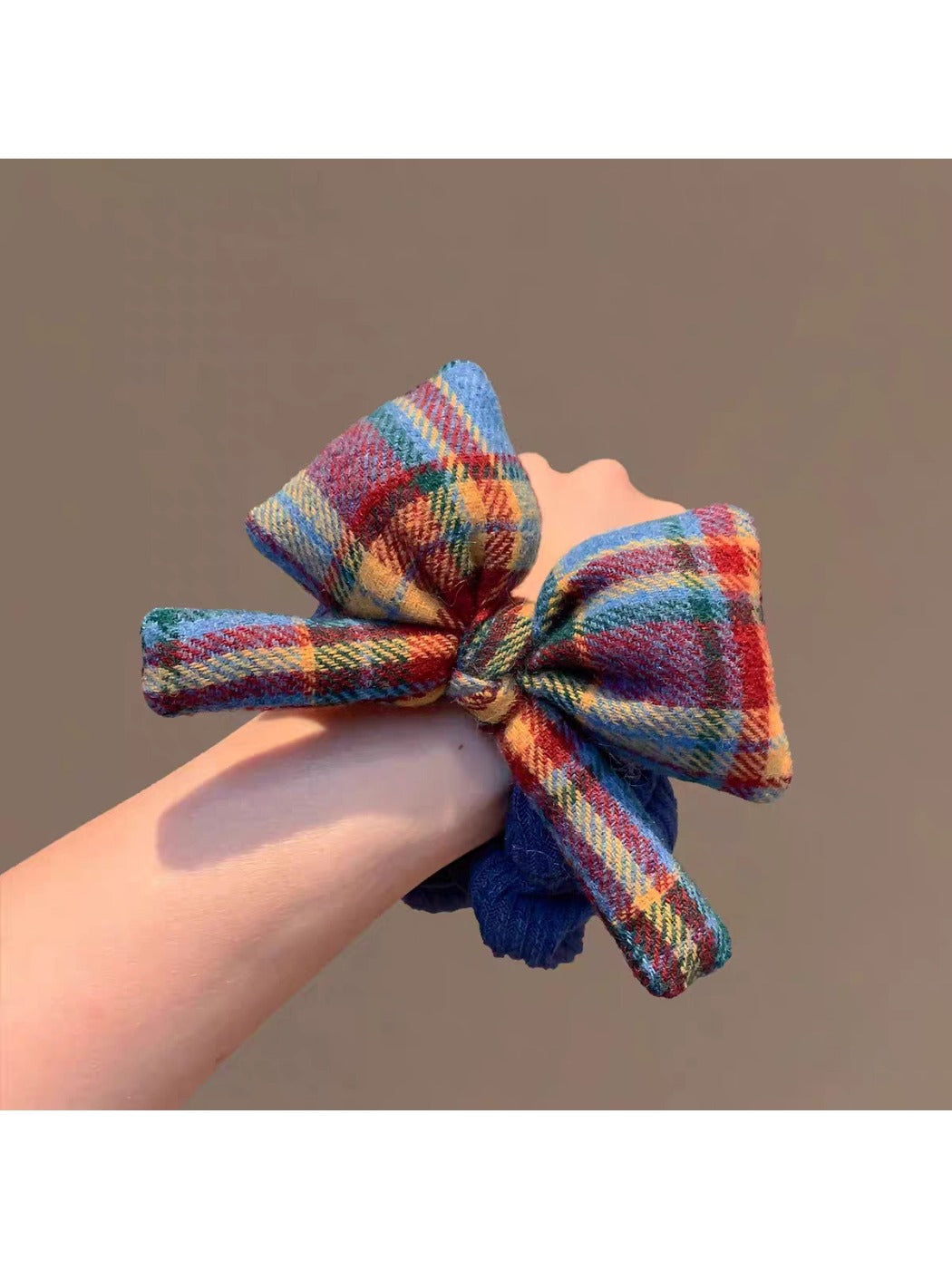 Gifty - Colorful Checkered Bow Scrunchie Hair Ring