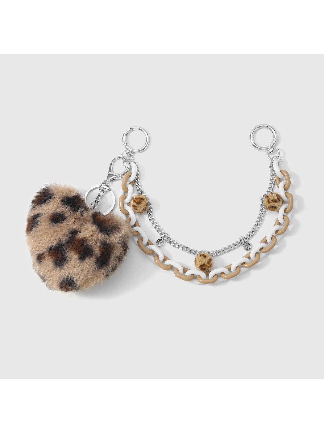 Keypus - Y2K Leopard Heart Chain Bag Charm Keychain