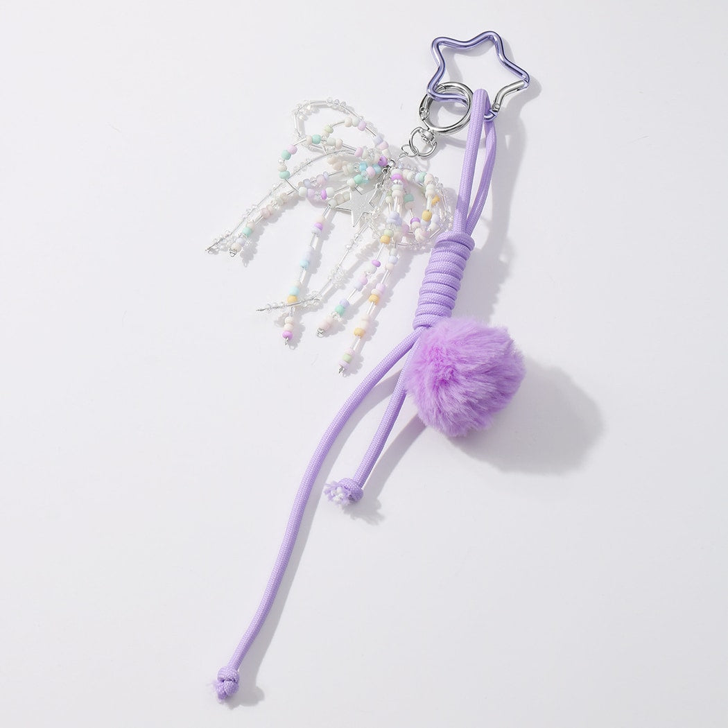 Keypus - Purple Beaded Bow Cord Keychain