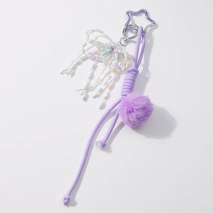 Keypus - Purple Beaded Bow Cord Keychain