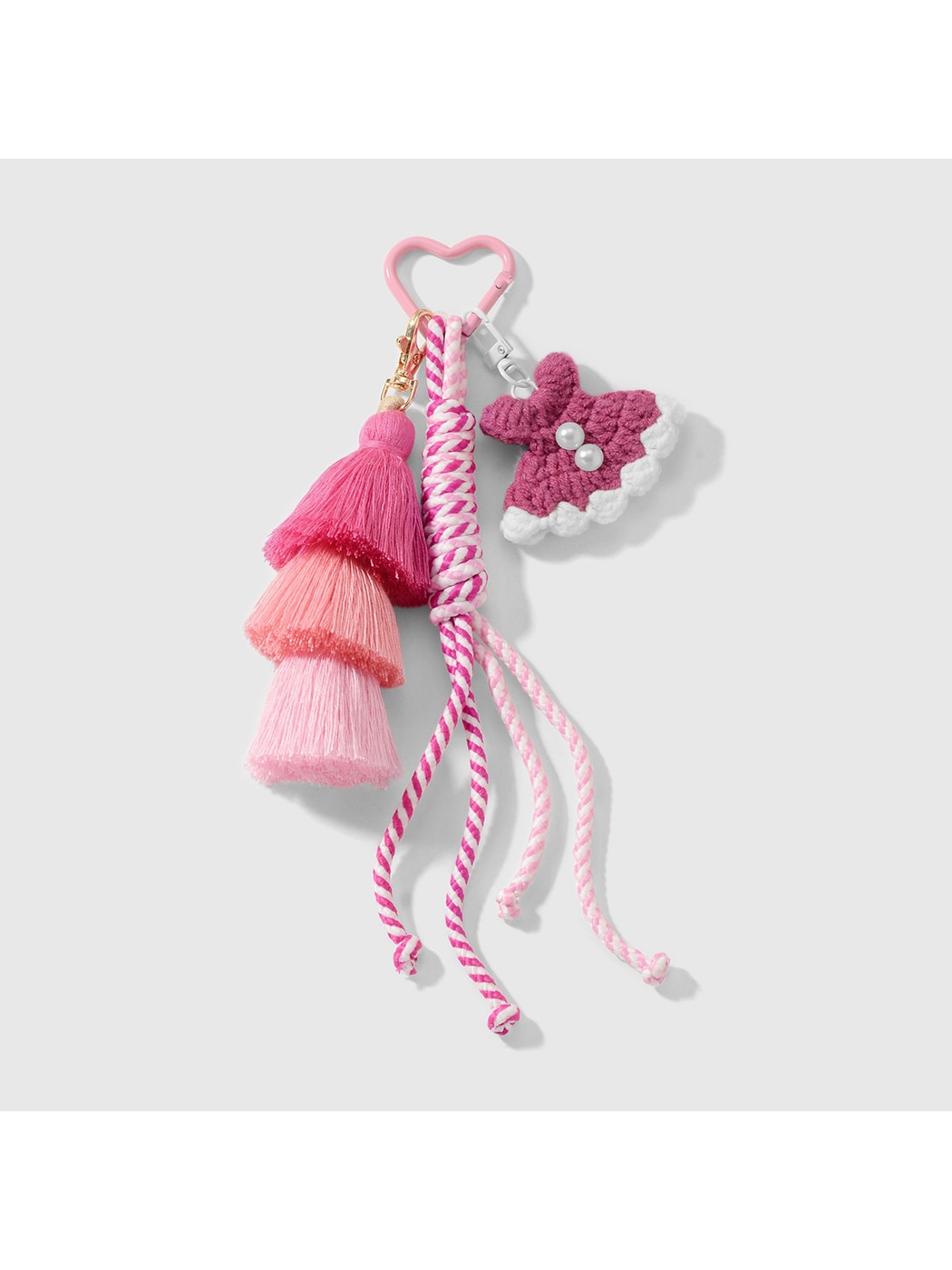 Keypus - Y2K Tassel and Ribbon Heart Keychain Bag Charm