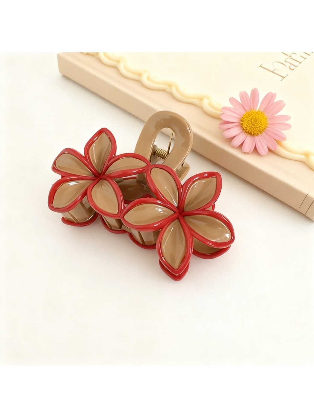 Beau - Double Flower Petal Cutout Claw Hair Clip