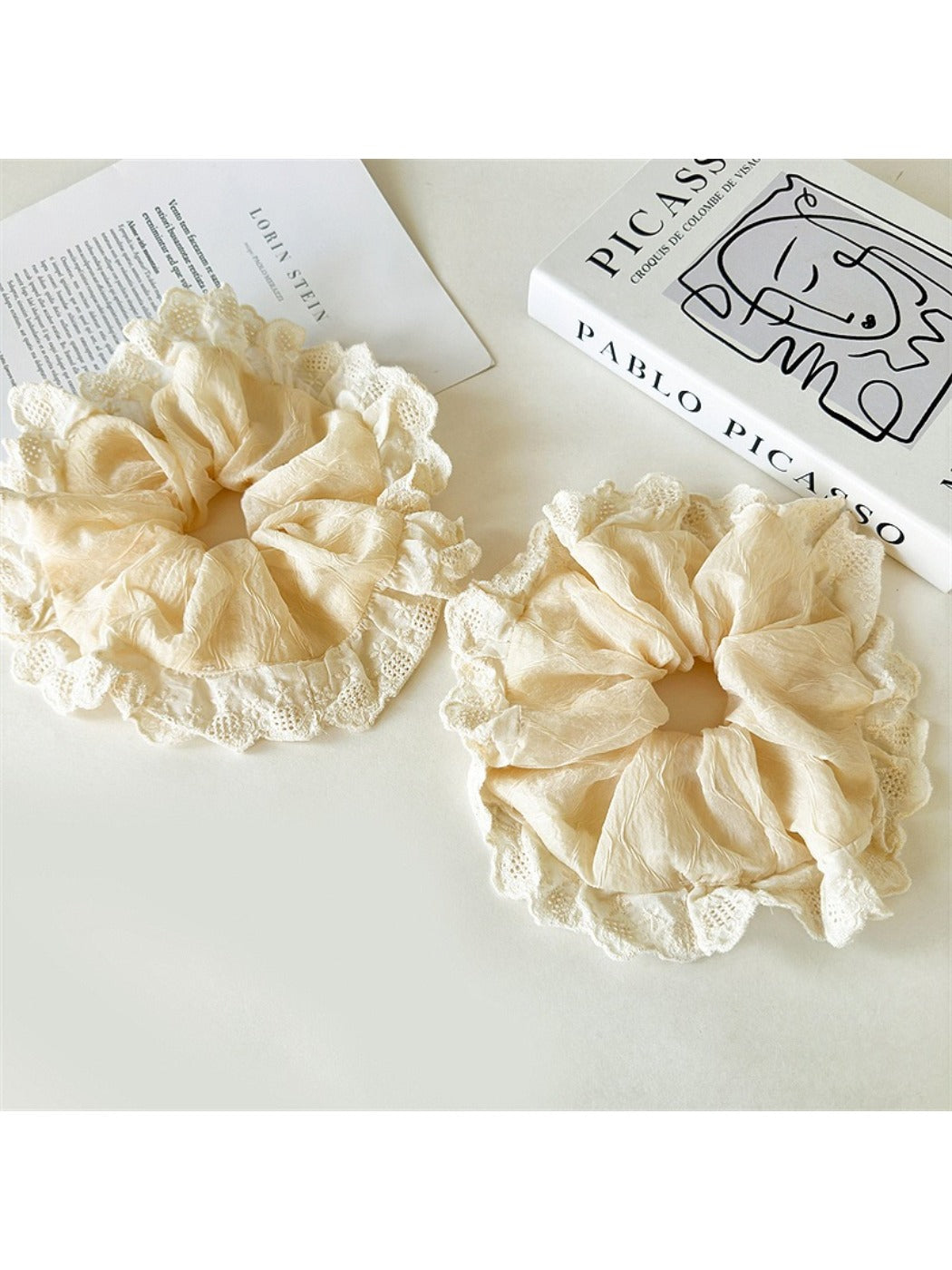 Gifty - Cream Apricot Lace Hair Tie