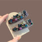 Beau - Colorful Rhinestone-Embellished Tweed Edge Hair Clip