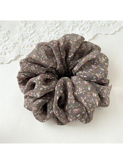 Gifty - High Elastic Floral Gathered Hair Scrunchie