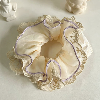 Gifty - Lace Trim Ruffle Polyester Scrunchie